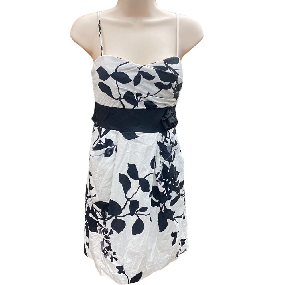 Speechless Junior Girls Size 5 White /Black Floral Spaghetti Strap Dress Cotton